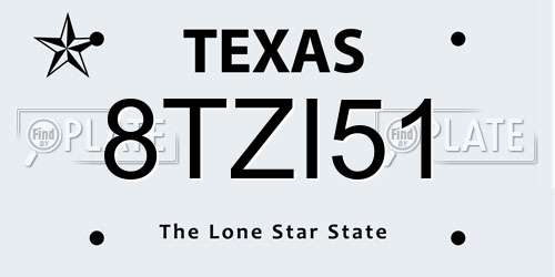 8TZI51 Texas License Plate