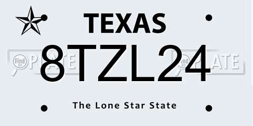 8TZL24 Texas License Plate