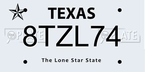 8TZL74 Texas License Plate