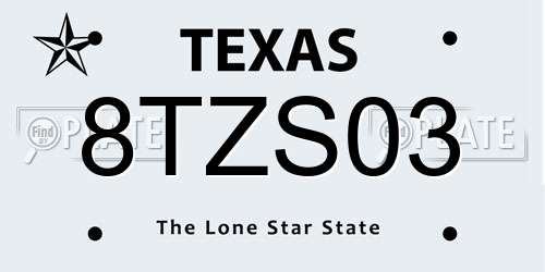 8TZS03 Texas License Plate