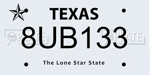 8UB133 Texas License Plate