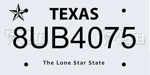 8UB4075 Texas License Plate
