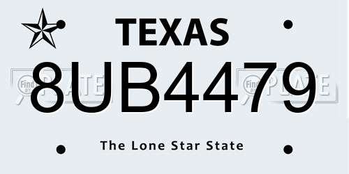 8UB4479 Texas License Plate
