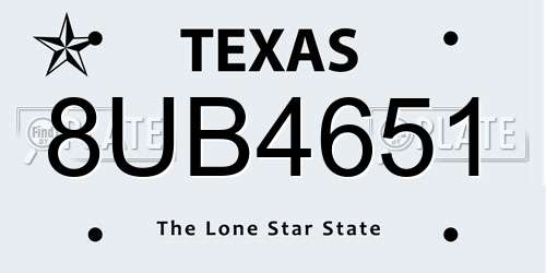 8UB4651 Texas License Plate