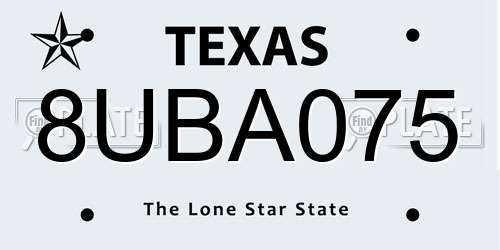 8UBA075 Texas License Plate