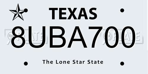 8UBA700 Texas License Plate