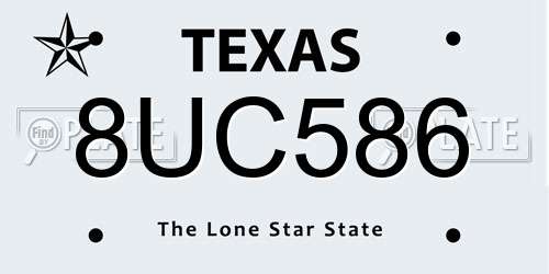 8UC586 Texas License Plate