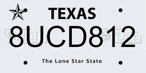 8UCD812 Texas License Plate