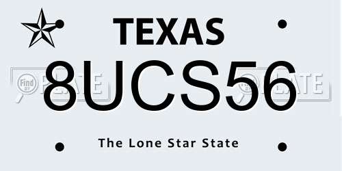 8UCS56 Texas License Plate