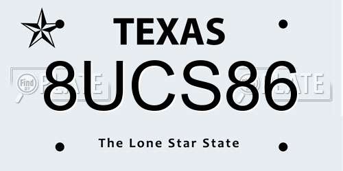 8UCS86 Texas License Plate