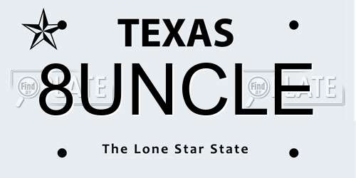 8UNCLE Texas License Plate