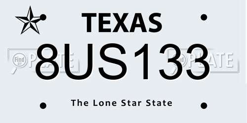 8US133 Texas License Plate