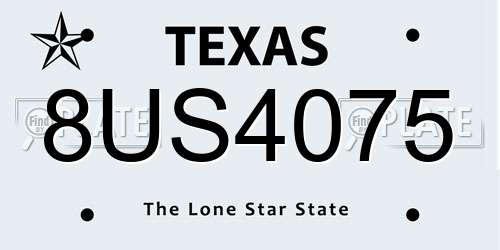 8US4075 Texas License Plate