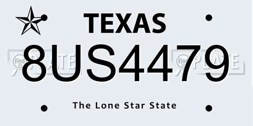 8US4479 Texas License Plate
