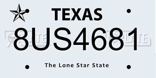 8US4681 Texas License Plate