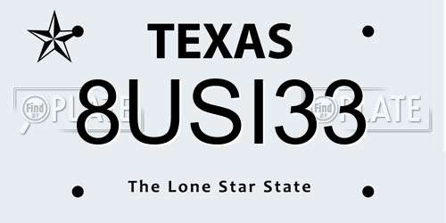 8USI33 Texas License Plate