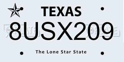 8USX209 Texas License Plate