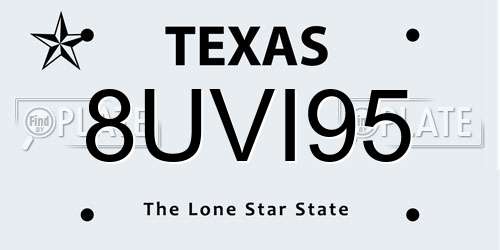 8UVI95 Texas License Plate
