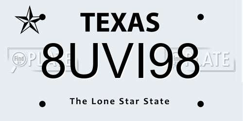 8UVI98 Texas License Plate