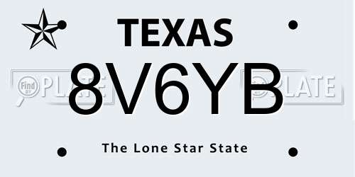 8V6YB Texas License Plate