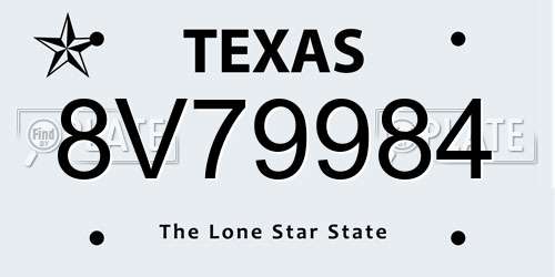 8V79984 Texas License Plate