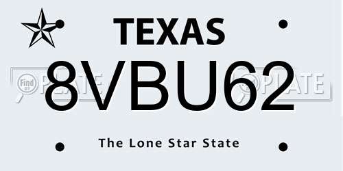 8VBU62 Texas License Plate