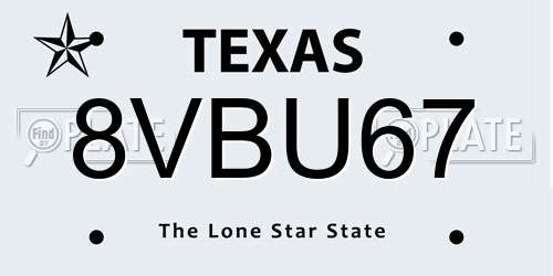 8VBU67 Texas License Plate