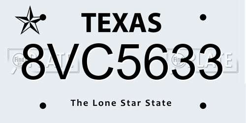 8VC5633 Texas License Plate
