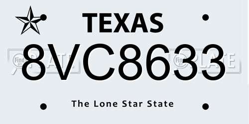 8VC8633 Texas License Plate
