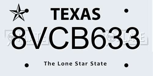 8VCB633 Texas License Plate