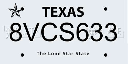 8VCS633 Texas License Plate