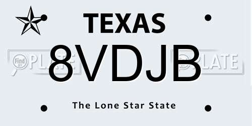 8VDJB Texas License Plate