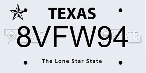 8VFW94 Texas License Plate