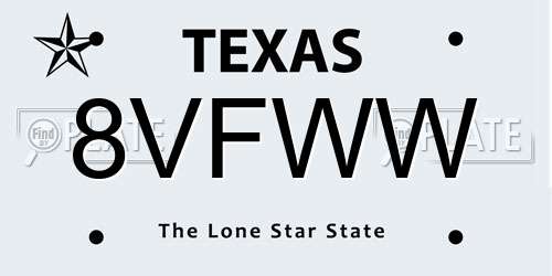 8VFWW Texas License Plate