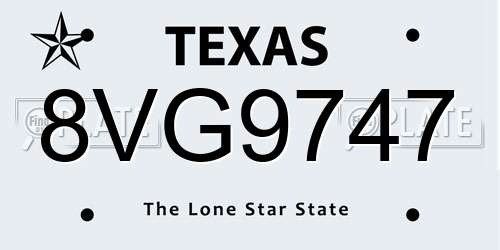8VG9747 Texas License Plate