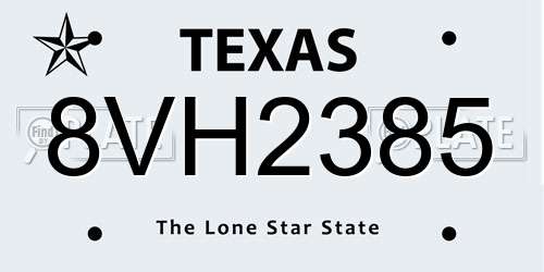 8VH2385 Texas License Plate