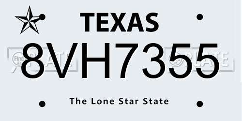 8VH7355 Texas License Plate