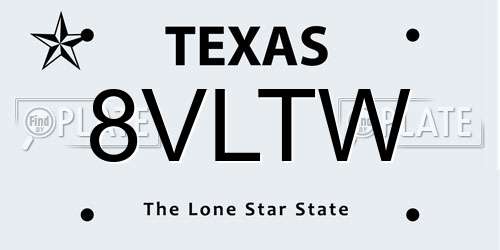 8VLTW Texas License Plate