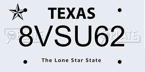8VSU62 Texas License Plate