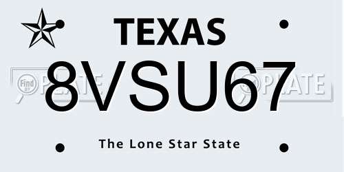8VSU67 Texas License Plate