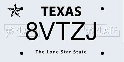 8VTZJ Texas License Plate