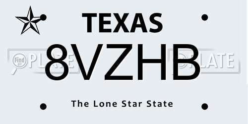 8VZHB Texas License Plate