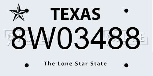 8W03488 Texas License Plate
