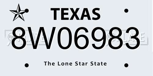 8W06983 Texas License Plate
