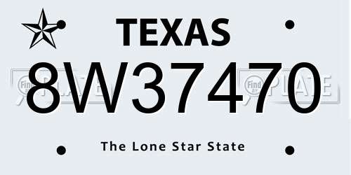 8W37470 Texas License Plate
