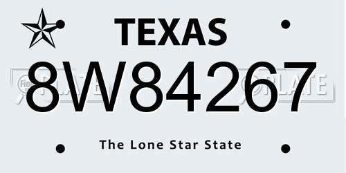 8W84267 Texas License Plate