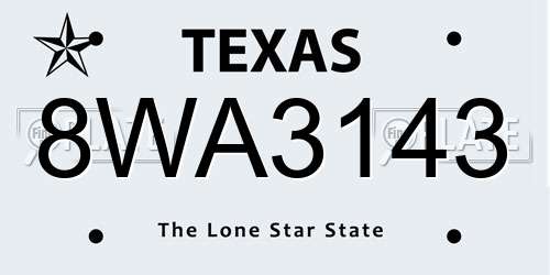 8WA3143 Texas License Plate