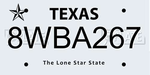 8WBA267 Texas License Plate