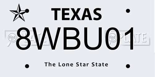 8WBU01 Texas License Plate