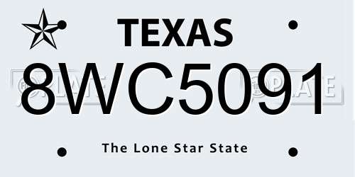 8WC5091 Texas License Plate